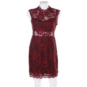 Forever 21 Burgundy Floral Lace Mock Neck Mini Sheath Dress Sleeveless Size S